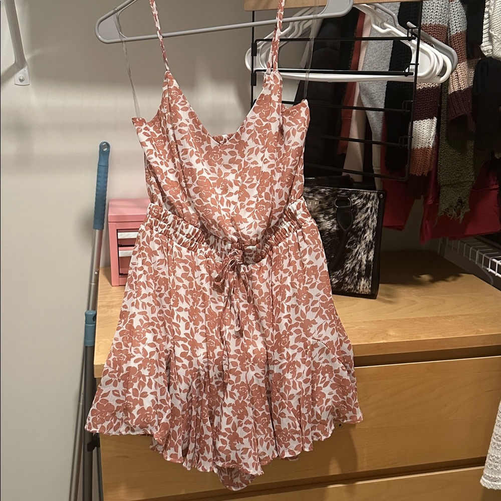 Trixxi Terracotta and White Floral romper